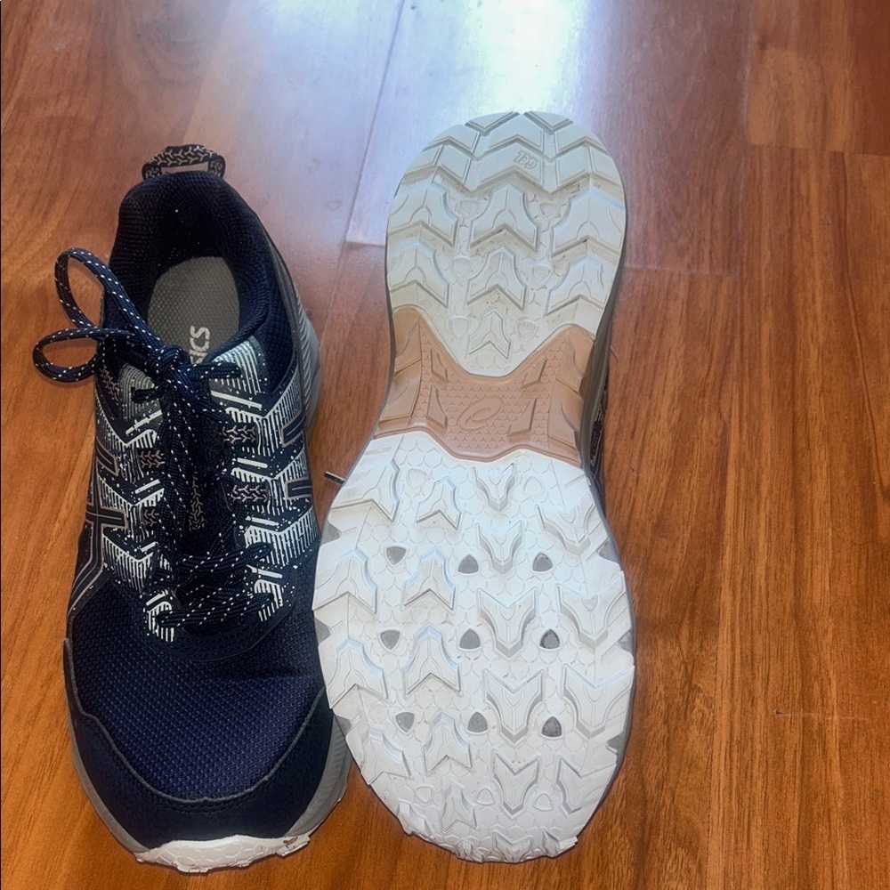 Asics Women's Navy Blue and White Sneakers - Picture 8 of 14